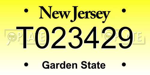 T023429 New Jersey License Plate
