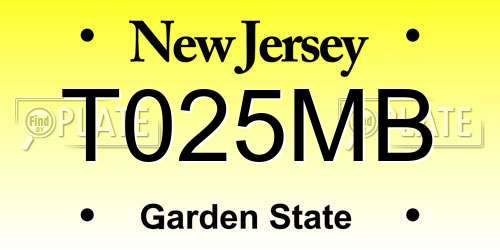 T025MB New Jersey License Plate