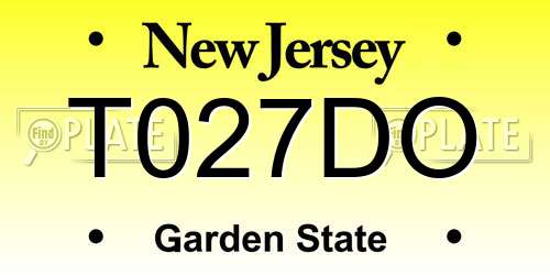 T027DO New Jersey License Plate