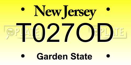 T027OD New Jersey License Plate