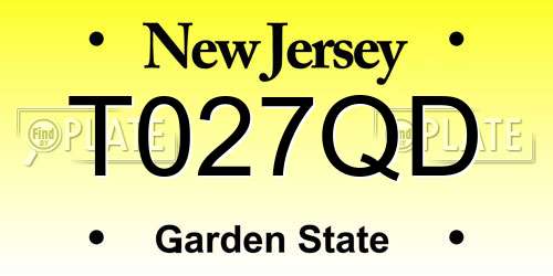 T027QD New Jersey License Plate