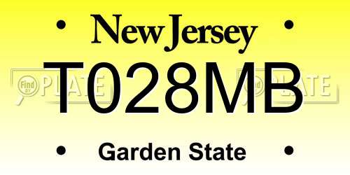 T028MB New Jersey License Plate