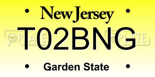 T02BNG New Jersey License Plate