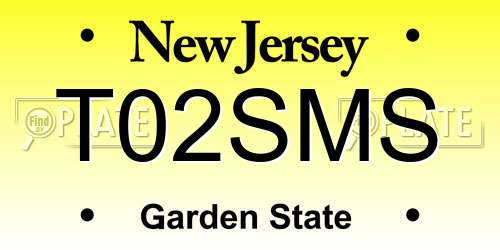 T02SMS New Jersey License Plate