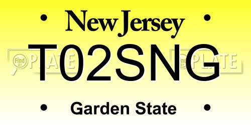 T02SNG New Jersey License Plate