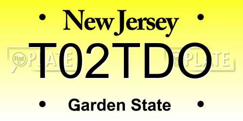 T02TDO New Jersey License Plate