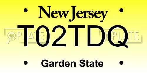 T02TDQ New Jersey License Plate
