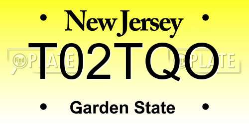 T02TQO New Jersey License Plate