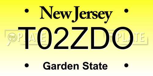 T02ZDO New Jersey License Plate