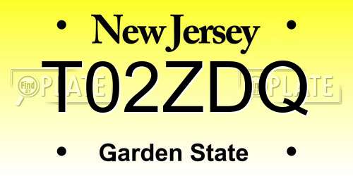 T02ZDQ New Jersey License Plate