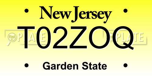 T02ZOQ New Jersey License Plate
