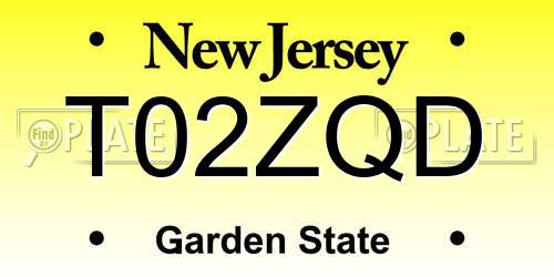 T02ZQD New Jersey License Plate