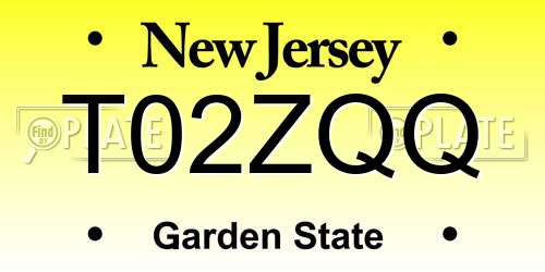 T02ZQQ New Jersey License Plate