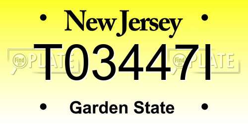 T03447I New Jersey License Plate