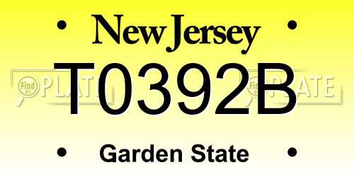 T0392B New Jersey License Plate