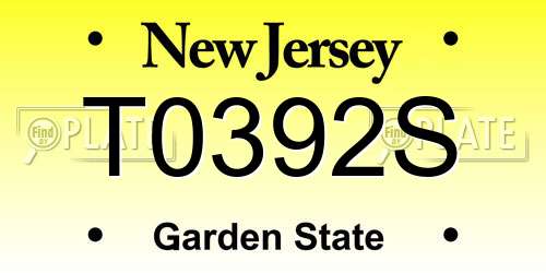 T0392S New Jersey License Plate