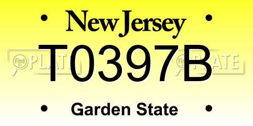 T0397B New Jersey License Plate
