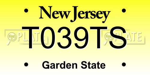 T039TS New Jersey License Plate