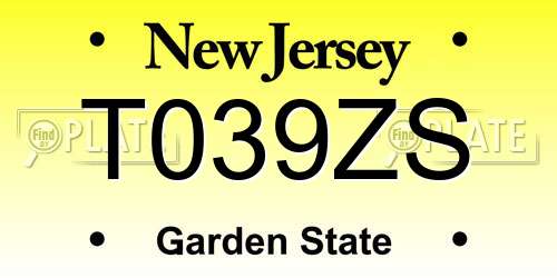T039ZS New Jersey License Plate