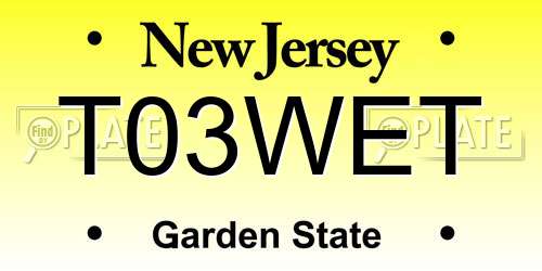 T03WET New Jersey License Plate