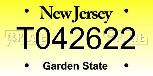 T042622 New Jersey License Plate