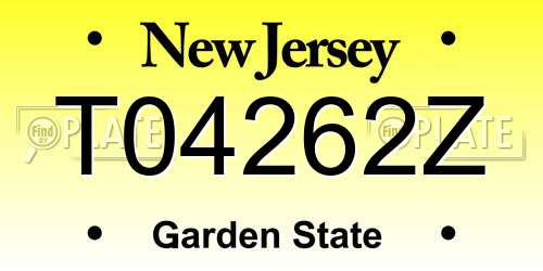 T04262Z New Jersey License Plate