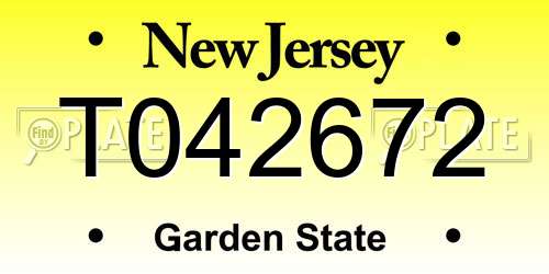 T042672 New Jersey License Plate