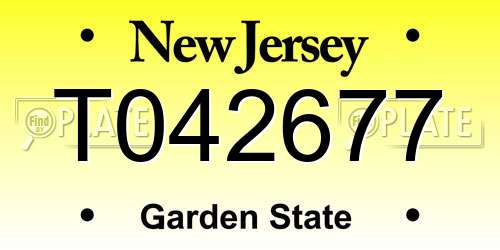 T042677 New Jersey License Plate