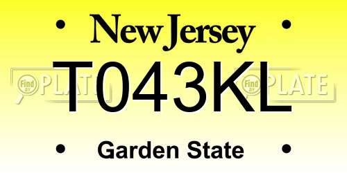 T043KL New Jersey License Plate