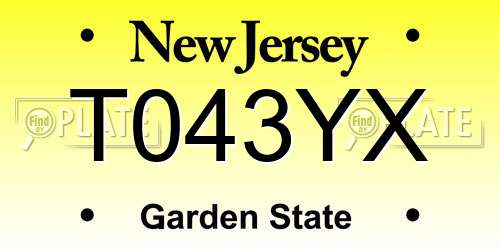 T043YX New Jersey License Plate