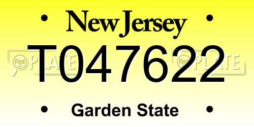 T047622 New Jersey License Plate
