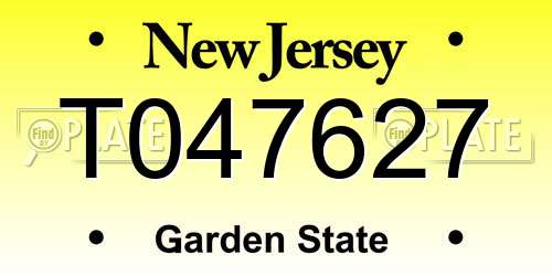 T047627 New Jersey License Plate