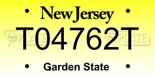 T04762T New Jersey License Plate
