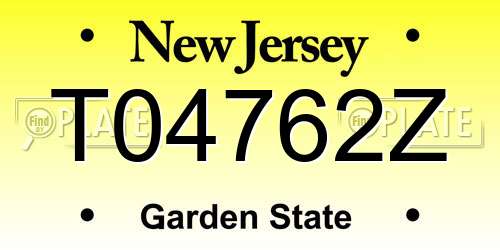 T04762Z New Jersey License Plate