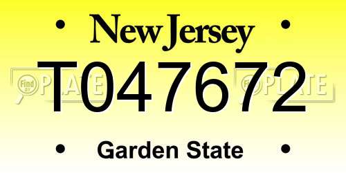 T047672 New Jersey License Plate
