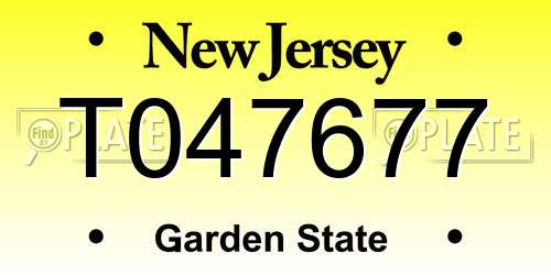 T047677 New Jersey License Plate