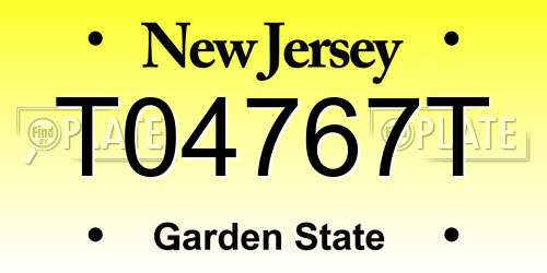 T04767T New Jersey License Plate