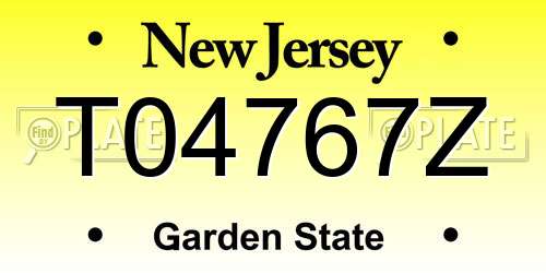 T04767Z New Jersey License Plate