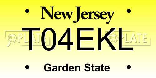 T04EKL New Jersey License Plate