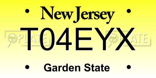 T04EYX New Jersey License Plate