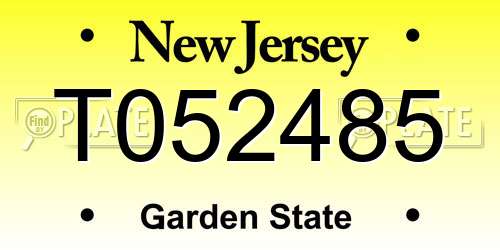 T052485 New Jersey License Plate