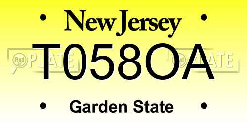 T058OA New Jersey License Plate