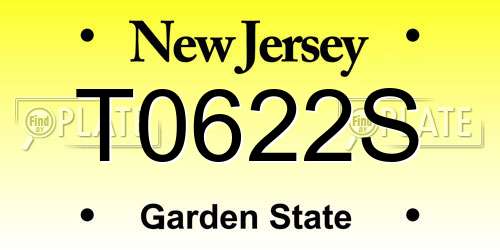 T0622S New Jersey License Plate