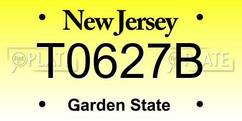 T0627B New Jersey License Plate