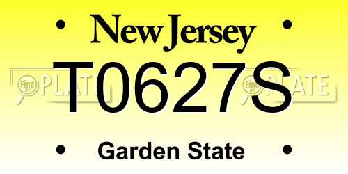 T0627S New Jersey License Plate