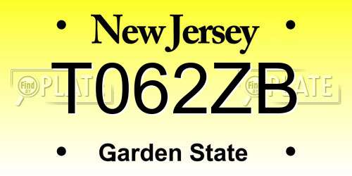 T062ZB New Jersey License Plate