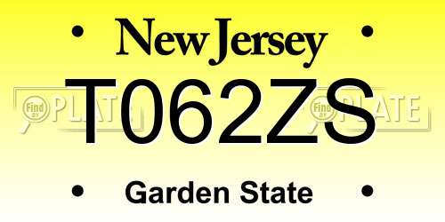 T062ZS New Jersey License Plate
