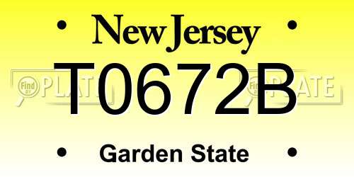 T0672B New Jersey License Plate