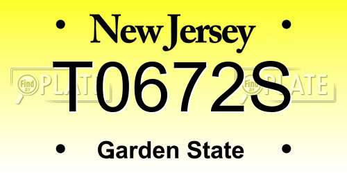 T0672S New Jersey License Plate