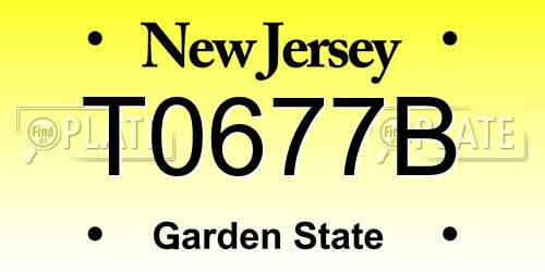 T0677B New Jersey License Plate